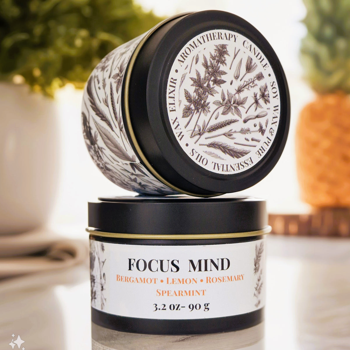 ENERGIZING • Focus Mind Aromatherapy Tin Candle 90g