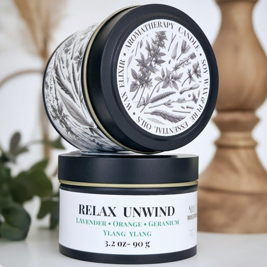 RELAXING • Relax Unwind Aromatherapy Tin Candle 90g