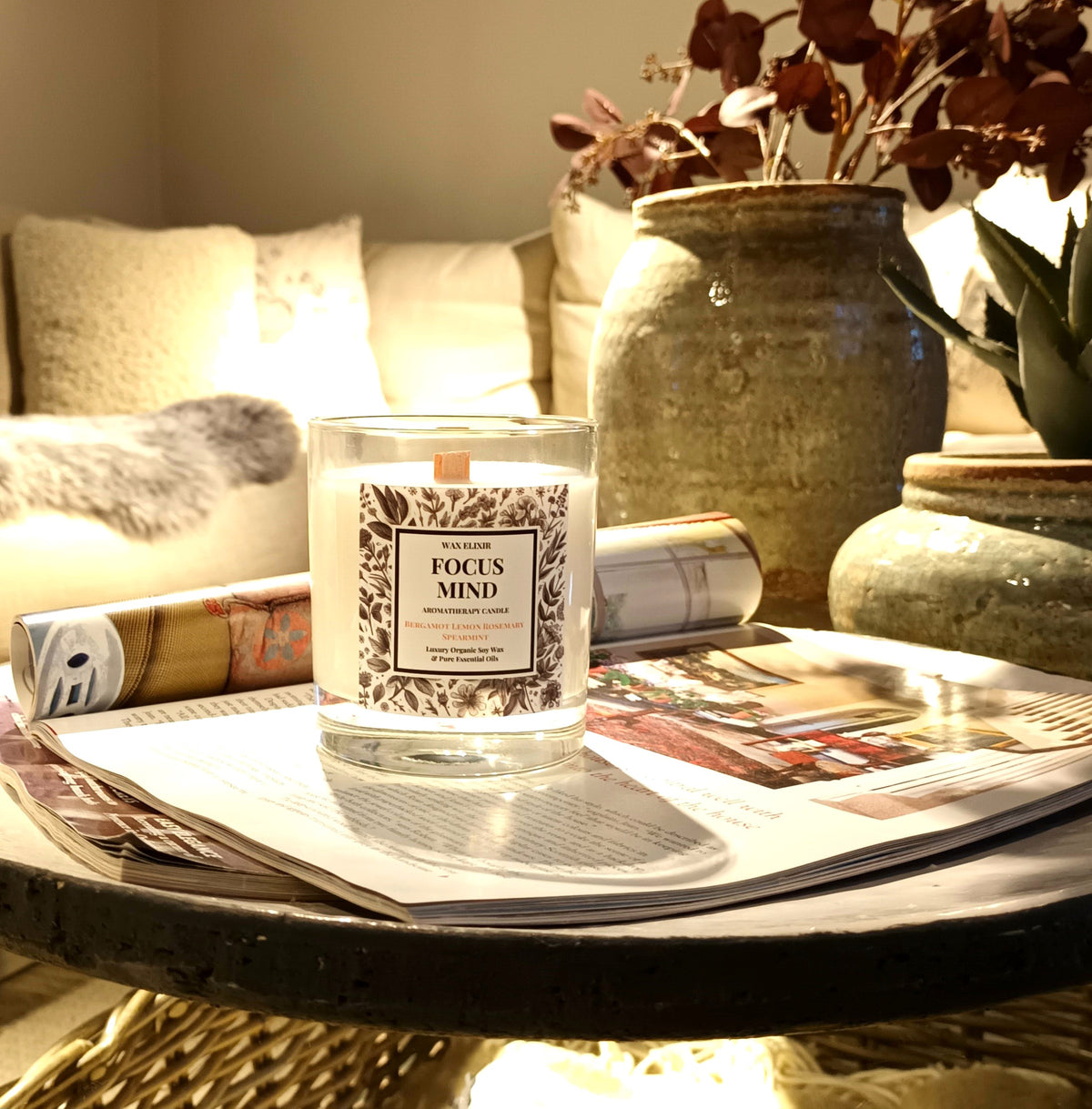 Focus Mind Clarity Ritual Candle • Bergamot • Lemon • Rosemary • Spearmint